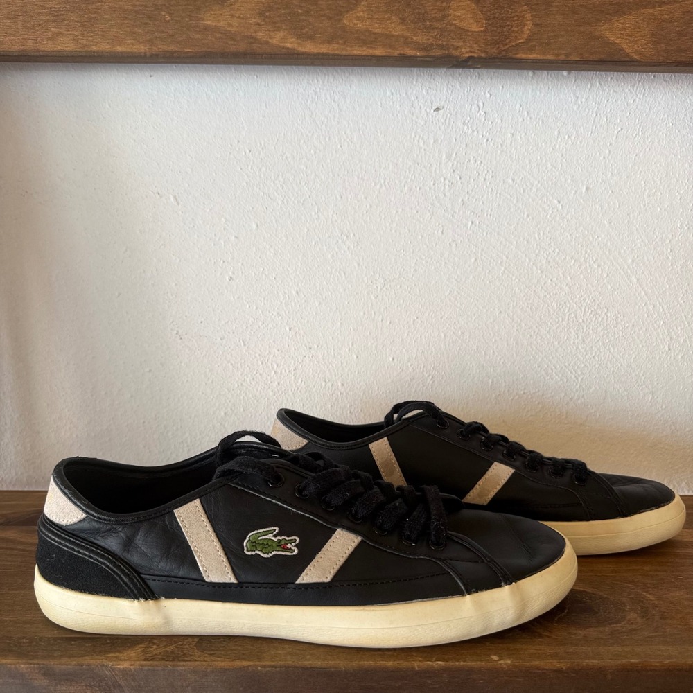 Lacoste Sneakers Mens Size 9 Sideline 119 3 Leather 7-37CMA0068454 Black